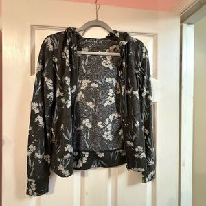 Aeropostale Floral Print Zip Up Hoodie